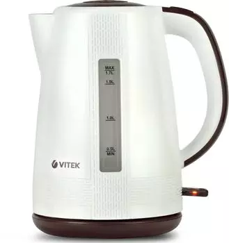 Чайник электрический VITEK VT-7055 1.7л. 2.15 кВт, пластик, белый/коричневый (VT-7055)