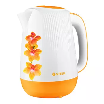 Чайник электрический VITEK VT-7060 1.7л. 2.2 кВт, пластик, белый/оранжевый (VT-7060)