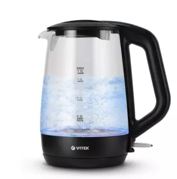 Чайник VITEK VT-7069 1.7л. 2.2 кВт, металл/стекло, черный (VT-7069)