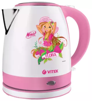 Чайник электрический VITEK WX-1001 1.2л. 2.2 кВт, металл, бело-розовый (WX-1001)