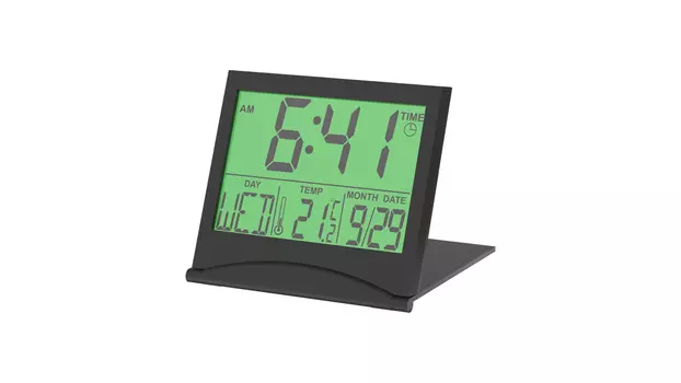 Часы Ritmix CAT-042, зеленая подсветка, 1xCR2025, будильник, температура, дата, черный