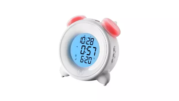 Часы Ritmix CAT-057, синяя подсветка, 3xAAA/USB, будильник, дата, белый