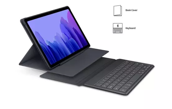 Чехол-клавиатура Samsung для планшета Samsung Tab A7, полиуретан/пластик, серый (EF-DT500BJRGRU)
