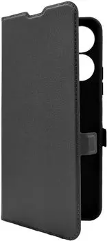 Чехол-книжка BoraSCO для смартфона Poco M6 4G, искусственная кожа/микрофибра, черный (73622)