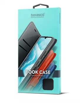 Чехол-книжка BoraSCO для смартфона Xiaomi Poco C51, искусственная кожа/микрофибра, черный (72199)