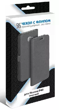 Чехол-книжка DF для смартфона Huawei P40, искусственная кожа, черный (DF hwFlip-80)
