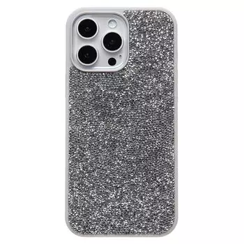 Чехол-накладка Activ PC071 POSH SHINE для смартфона Apple iPhone 16 Pro Max, силикон, серебристый россыпь кристаллов (236538)