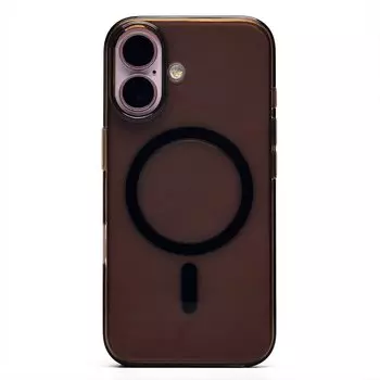 Чехол-накладка Activ PC Clear Case SafeMag для смартфона Apple iPhone 16, силикон, прозрачный/черный (234517)