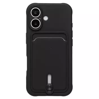 Чехол-накладка Activ SC304 с кардхолдером для смартфона Apple iPhone 16, силикон, черный (234441)