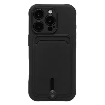 Чехол-накладка Activ SC304 с кардхолдером для смартфона Apple iPhone 16 Pro, силикон, черный (234443)