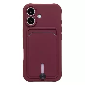 Чехол-накладка Activ SC304 с кардхолдером для смартфона Apple iPhone 16, силикон, бордовый (234453)