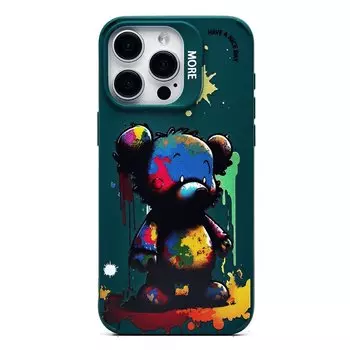 Чехол-накладка Activ SC335 для смартфона Apple iPhone 15 Pro Max, TPU, темно-зеленый (медведь) (227025)