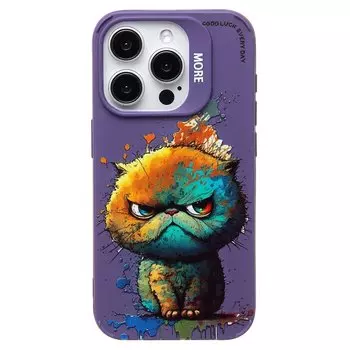 Чехол-накладка Activ SC335 для смартфона Apple iPhone 15 Pro, TPU, фиолетовый (кот) (227027)