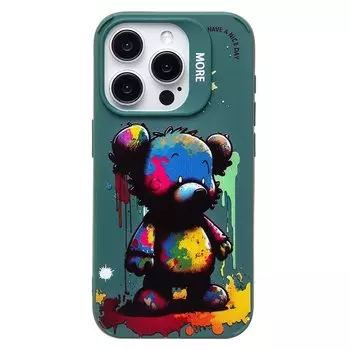 Чехол-накладка Activ SC335 для смартфона Apple iPhone 15 Pro, TPU, темно-зеленый (медведь) (227031)