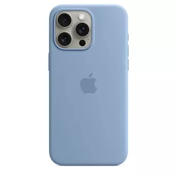 Чехол-накладка Apple Silicone Case with MagSafe для смартфона Apple iPhone 15 Pro Max, силикон/микрофибра, светло синий (MT1Y3FE/A)