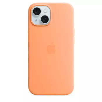 Чехол-накладка Apple Silicone Case with MagSafe для смартфона Apple iPhone 15, силикон/микрофибра, оранжевый (MT0W3FE/A)