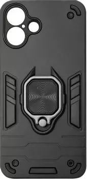 Чехол-накладка BoraSCO Anti-Shok Case для смартфона Apple iPhone 16, металл/термопластичный полиуретан/поликарбонат, черный (74537)