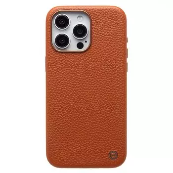 Чехол-накладка Cellis SM030 SafeMag для смартфона Apple iPhone 15 Pro Max, натуральная кожа (зернистая), коричневый (237474)