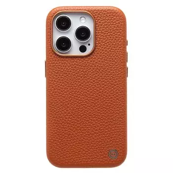 Чехол-накладка Cellis SM030 SafeMag для смартфона Apple iPhone 15 Pro, натуральная кожа (зернистая), коричневый (237471)