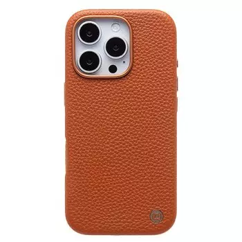 Чехол-накладка Cellis SM030 SafeMag для смартфона Apple iPhone 16 Pro, натуральная кожа (зернистая), коричневый (237480)