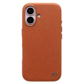Чехол-накладка Cellis SM030 SafeMag для смартфона Apple iPhone 16, натуральная кожа (зернистая), коричневый (237477)
