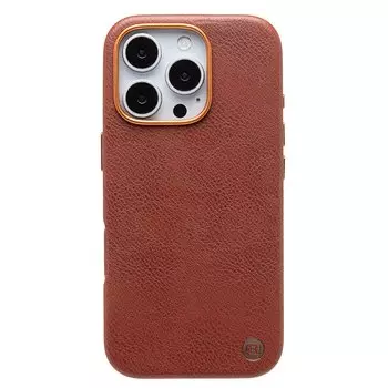 Чехол-накладка Cellis SM031 SafeMag для смартфона Apple iPhone 16 Pro, натуральная кожа, коричневый (237504)