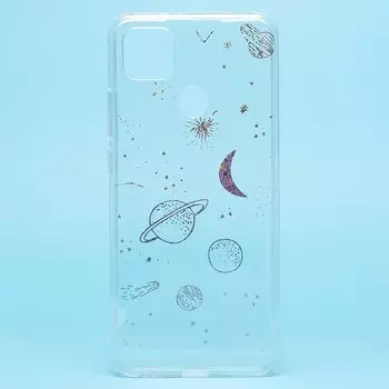 Чехол-накладка для смартфона Xiaomi Redmi 9C, прозрачный с узором (204629)