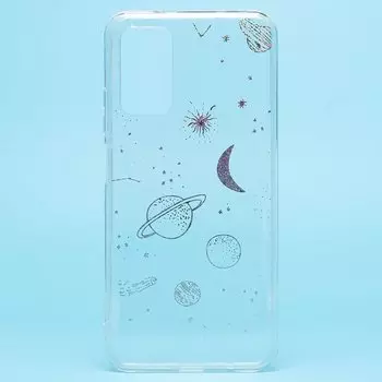 Чехол-накладка для смартфона Xiaomi Redmi 9T, прозрачный с узором (204605)