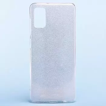 Чехол-накладка Glamour для смартфона Samsung SM-A415 Galaxy A41, силикон, прозрачный/серебристый (119211)
