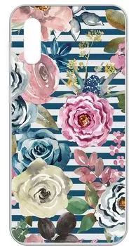 Чехол-накладка Gresso Air для смартфона Samsung Galaxy A02, термопластичный полиуретан (TPU), прозрачный/рисунок цветы (GR17AAAE9164)