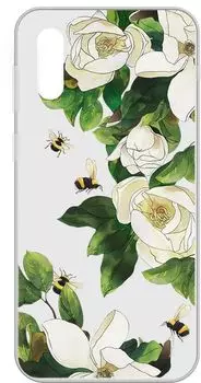 Чехол-накладка Gresso Air для смартфона Samsung Galaxy A02, термопластичный полиуретан (TPU), прозрачный/рисунок цветы (GR17AAAE9159)