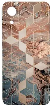 Чехол-накладка Gresso Meridian для смартфона Samsung Galaxy A03 Core, термопластичный полиуретан (TPU), золотистый/синий блестки (GR17AAAE8928)