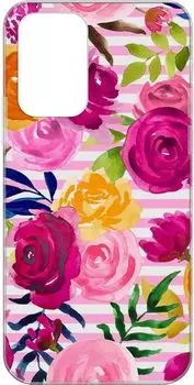 Чехол-накладка Gresso Meridian для смартфона Samsung Galaxy A32, термопластичный полиуретан (TPU), прозрачный/рисунок цветы (GR17AAAE9302)