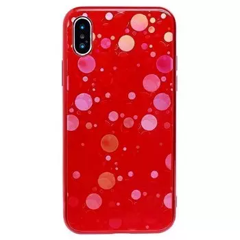 Чехол-накладка STC002 001 для смартфона Apple iPhone X/XS, силикон/стекло, красный (91679)