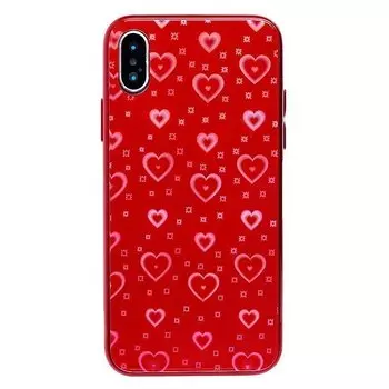 Чехол-накладка STC002 002 для смартфона Apple iPhone X/XS, силикон/стекло, красный (91683)