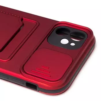 Чехол-накладка с картхолдером для смартфона Apple iPhone 11, пластик, красный/черный (206979)