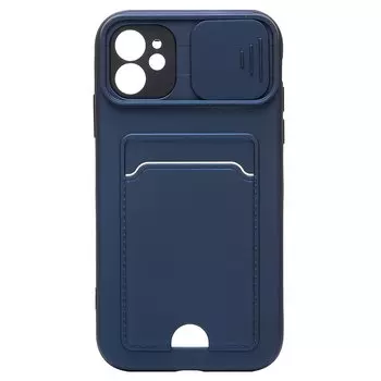 Чехол-накладка с картхолдером для смартфона Apple iPhone 11, пластик, темно-синий/черный (206978)