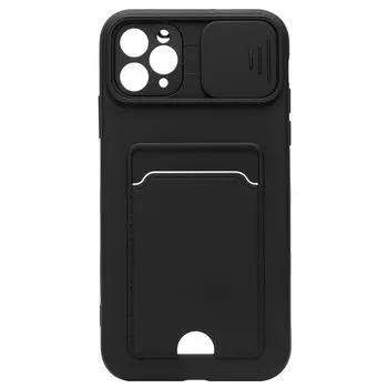 Чехол-накладка с картхолдером для смартфона Apple iPhone 11 Pro Max, пластик, черный (206968)