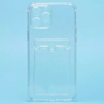 Чехол-накладка с картхолдером для смартфона Apple iPhone 12 Pro Max, силикон, прозрачный (207987)