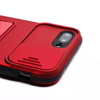 Чехол-накладка с картхолдером для смартфона Apple iPhone 7 Plus/8 Plus, пластик, красный/черный (207023)