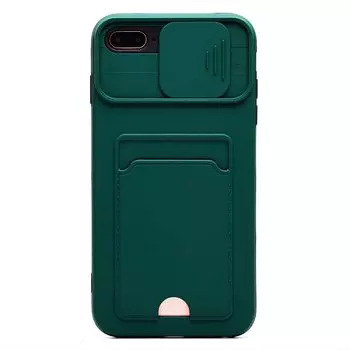 Чехол-накладка с картхолдером для смартфона Apple iPhone 7 Plus/8 Plus, пластик, зеленый/черный (207021)