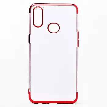 Чехол-накладка SC152 для смартфона Samsung SM-A107 Galaxy A10s, силикон, прозрачный, с красной рамкой (109774)