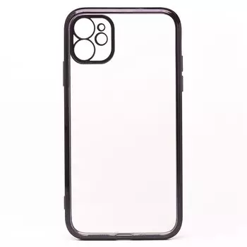 Чехол-накладка SC215 для смартфона Apple iPhone 11, силикон, прозрачный, с черной рамкой (126403)