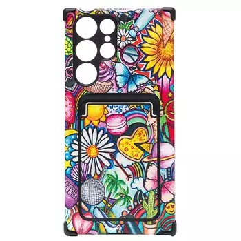 Чехол-накладка SC284 с картхолдером для смартфона Samsung SM-S908 Galaxy S22 Ultra, пластик/полиуретан, принт (210612)
