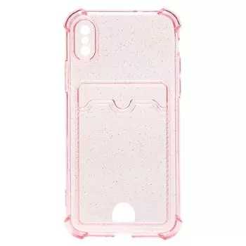 Чехол-накладка SC300 для смартфона Apple iPhone X/XS, силикон, прозрачный/розовый (207985)