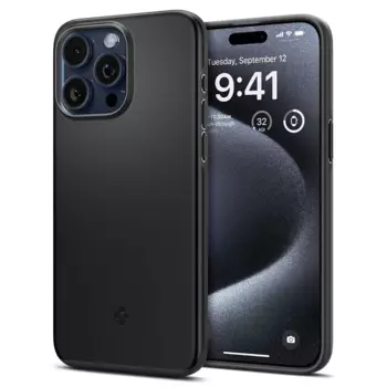 Чехол-накладка Spigen Thin Fit для смартфона Apple iPhone 15 Pro, поликарбонат, черный (ACS06686)