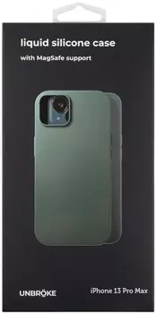 Чехол-накладка UNBRKE Liquid Silicone Case MagSafe для смартфона Apple iPhone 13 Pro, силикон, зеленый (УТ000027804)