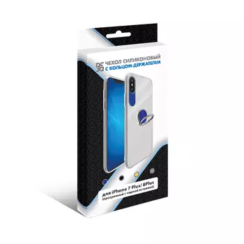 Чехол с кольцом держателем DF iTRing-04 для смартфона Apple iPhone 7 Plus/8 Plus, пластик, силикон, черный (DF iTRing-04 (black))