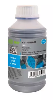 Чернила Cactus, 500 мл, голубой, совместимые, водные для HP/Lexmark/Canon/Epson/Brother (CS-I-Un500C)
