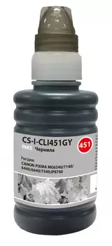 Чернила Cactus CS-I-CLI451GY, 100 мл, серый, совместимые, водные для Canon Pixma iP8740/MG6340/MG6440/MG6640/MG7140/MG7540